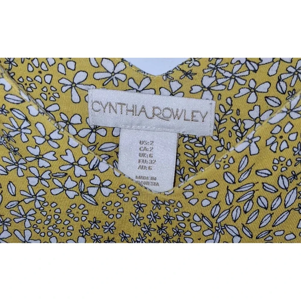 Cynthia Rowley Yellow Floral Paisley Sundress 2 V-Neck Sleeveless Cottage-Core - Picture 7 of 8